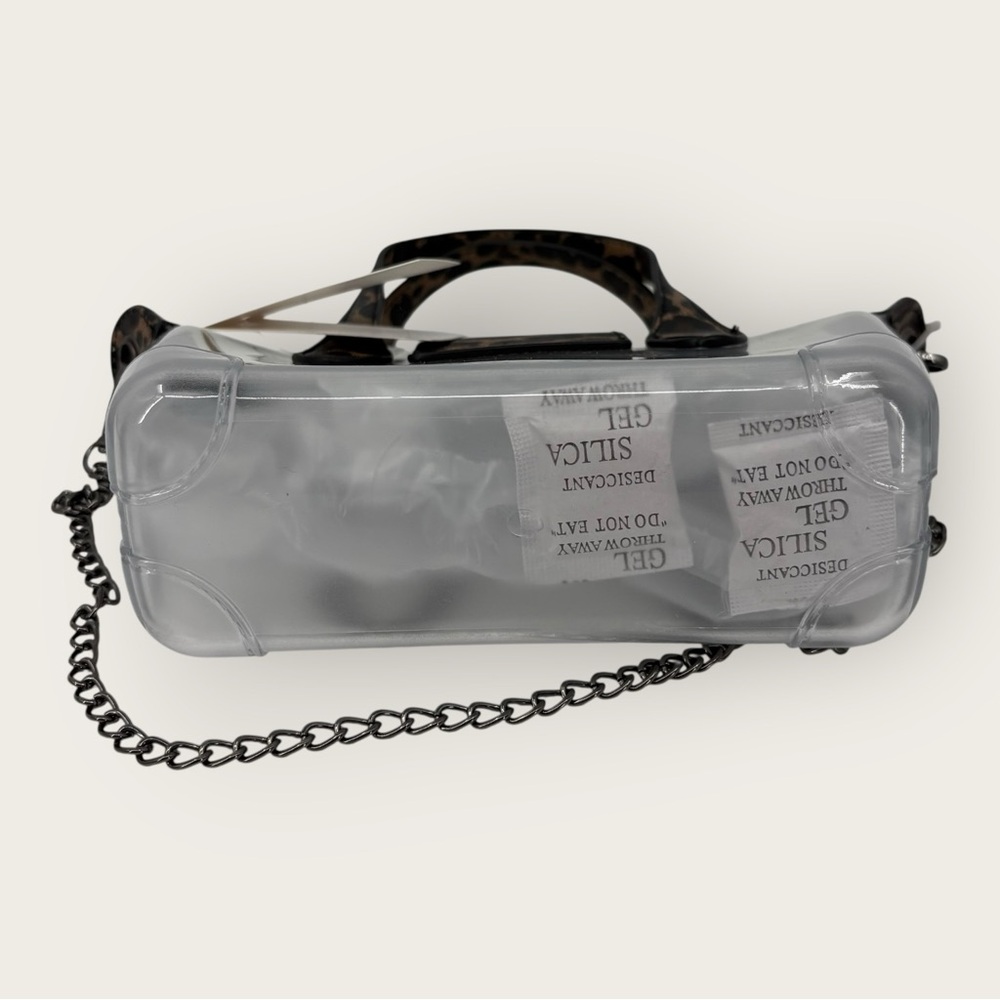 Vegan Mini Clear Leopard Print Satchel Stadium Approved Crossbody Bag NWT - Picture 3 of 7